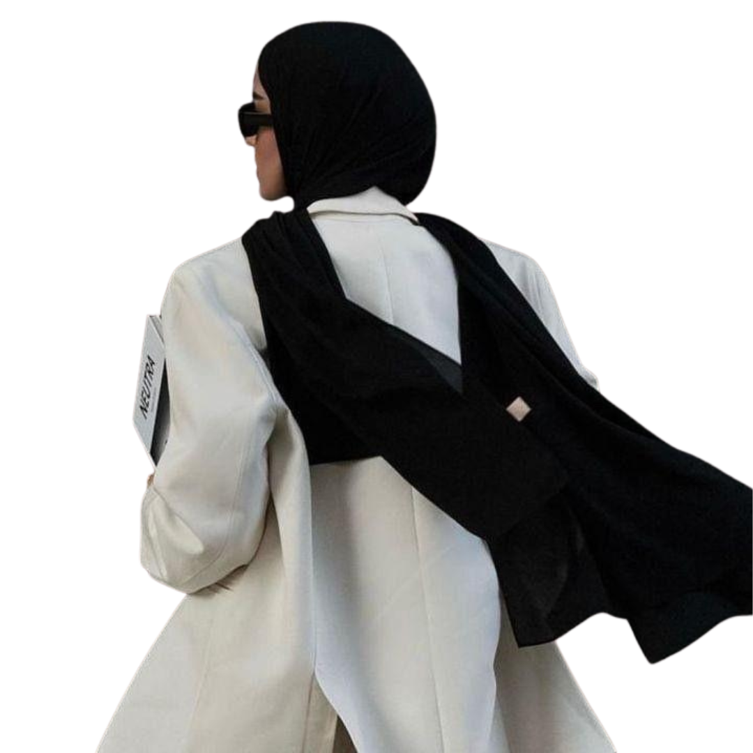 Zera jet black premium Malaysian chiffon hijab